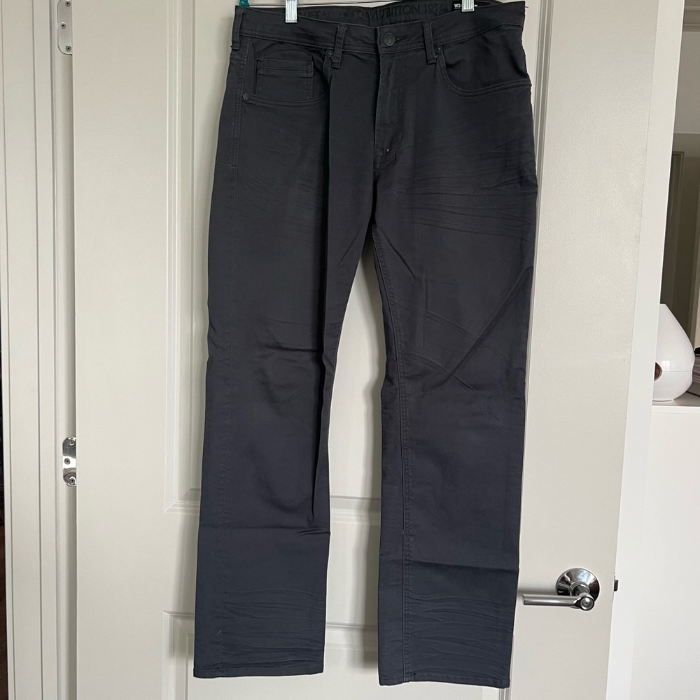 Buffalo Men’s Navy-Gray Straight Stretch Jeans | Size 34